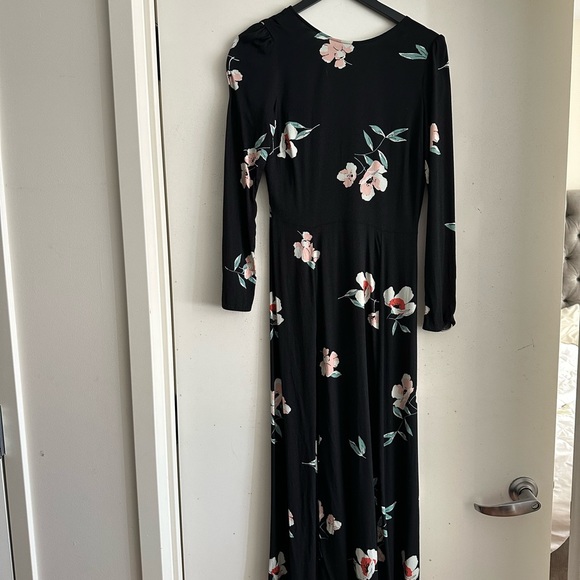 Reformation Black Long Sleeve Floral Midi Dress - Picture 2 of 8